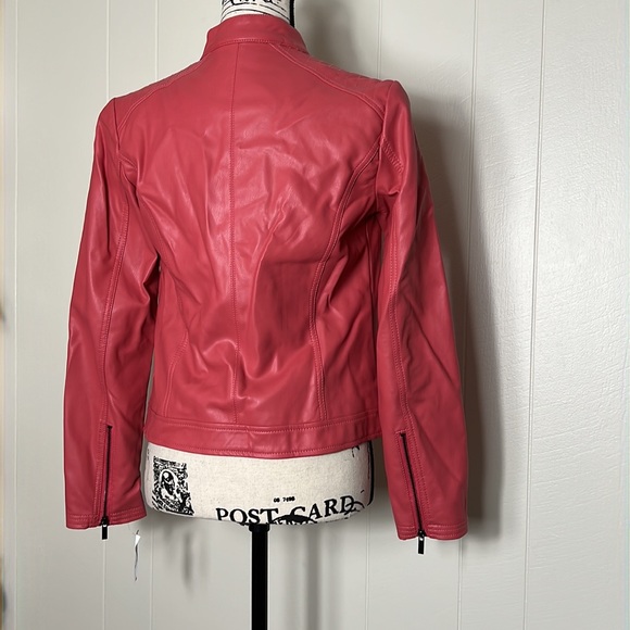 Hot Pink Faux Leather Moto Jacket - Picture 6 of 9